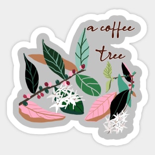 a coffee tree hand drawing Sticker